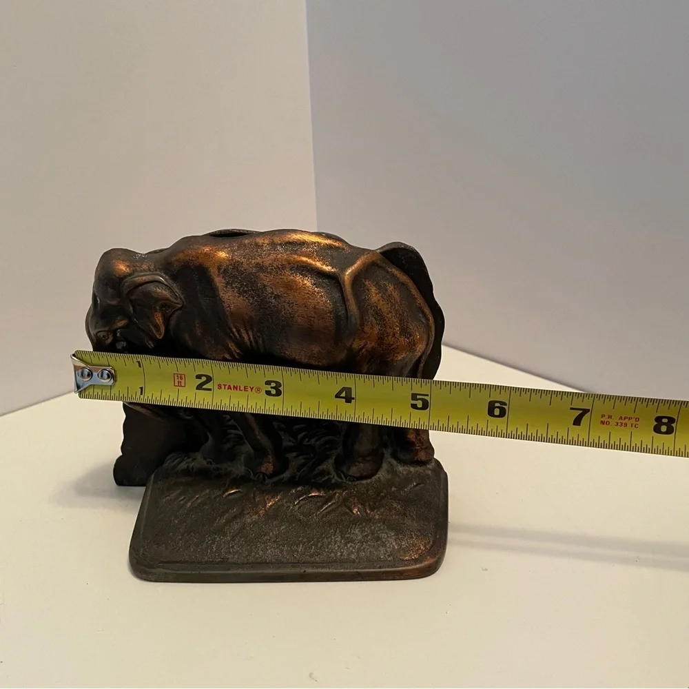 Antique 1924 BronzMet Cast Iron Elephant Bookends‎ #D22 Bronze Finish